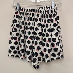 Johnnie B: Girls Black / White Cat Printed Shorts, Size 11-12Y